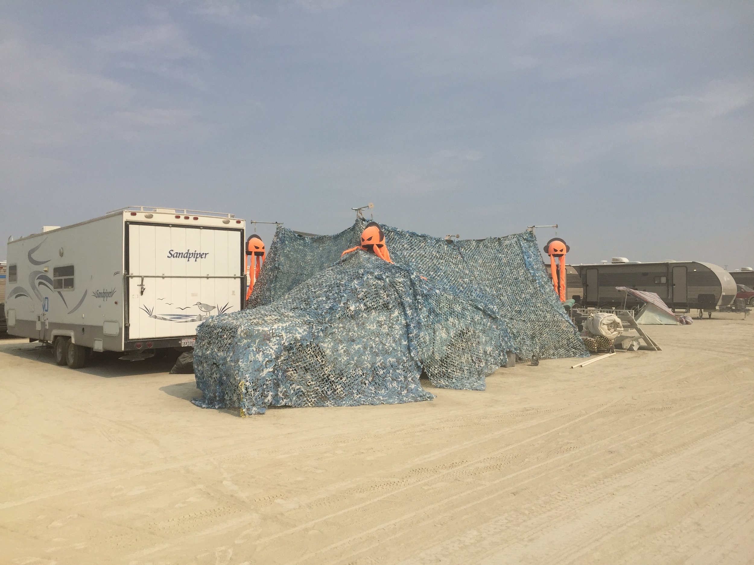 Yobots at Burning Man - Camo Net
